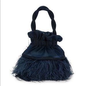 BLACK Staud Grace Ostrich Feather Bag